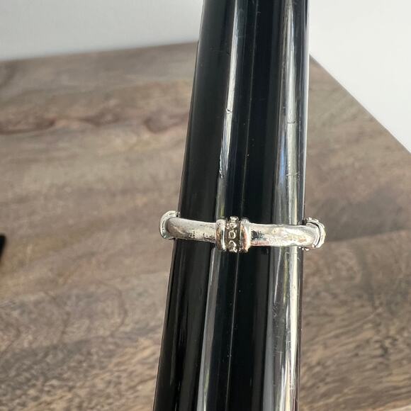 Silver tone textured ring band- size 8 - Picture 3 of 5